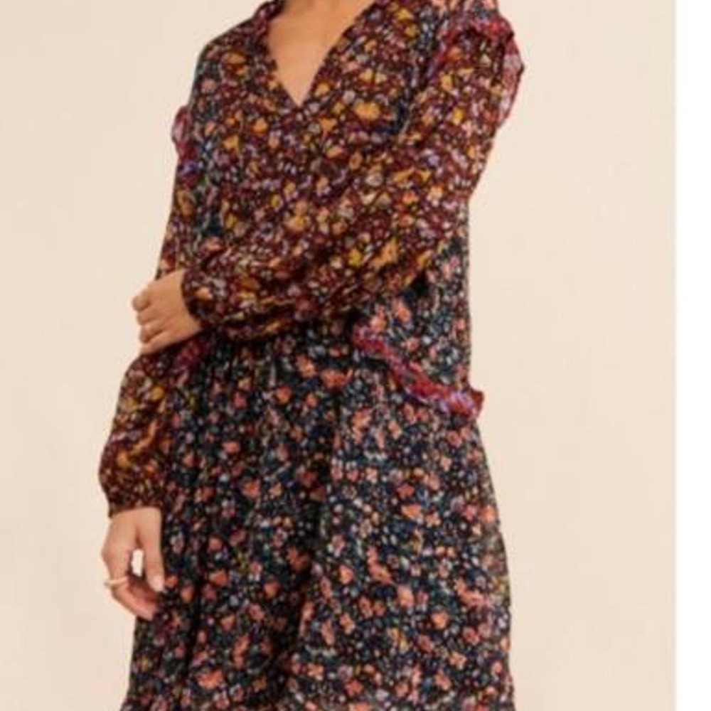 Anthropologie Helene Floral Tunic Dress Romantic Mixed Floral Print colorful